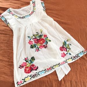 White Diamonds Embroidered bohemian mini Dress